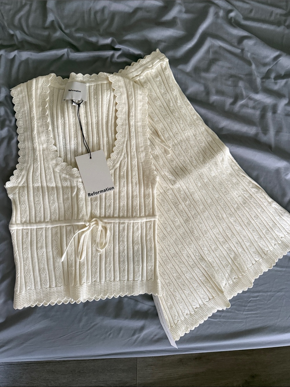 NWT REFORMATION Erin Cotton Sweater Set, Fior di Latte, size S - Picture 6 of 10